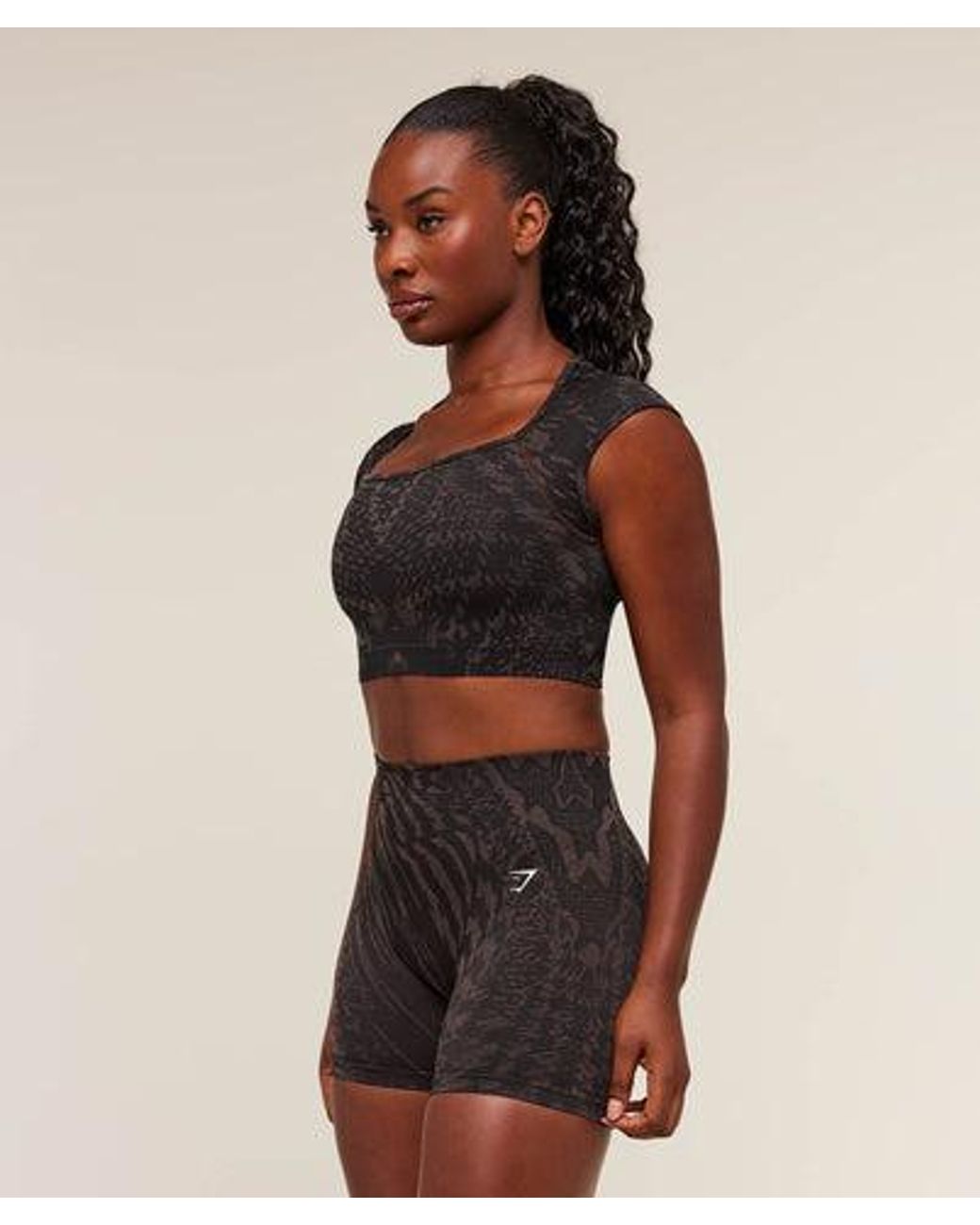 GYMSHARK Pink Adapt Houndstooth Midi Top