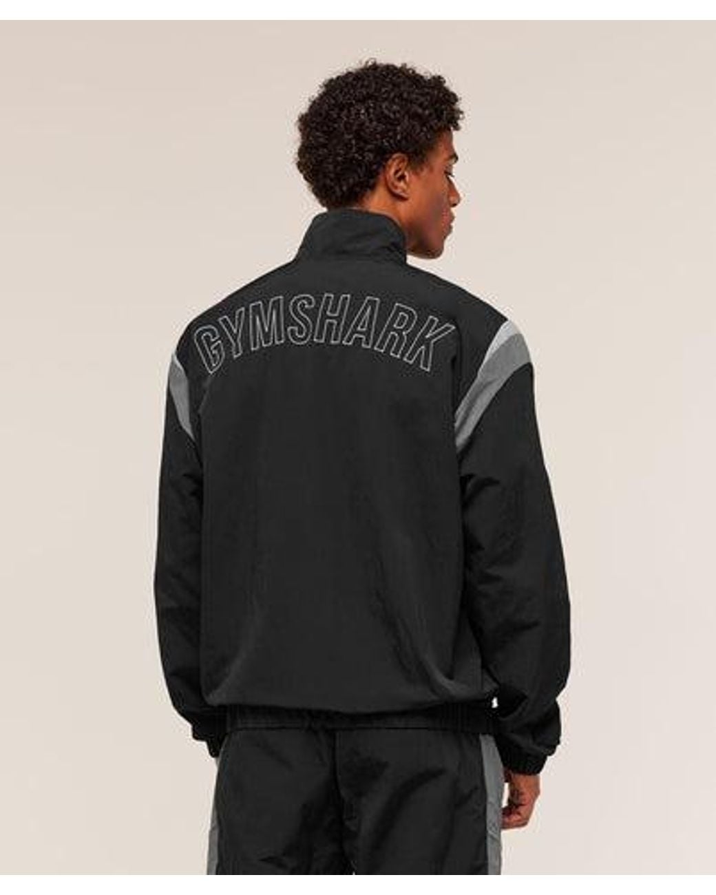GYMSHARK Black Retro Track Jacket for men