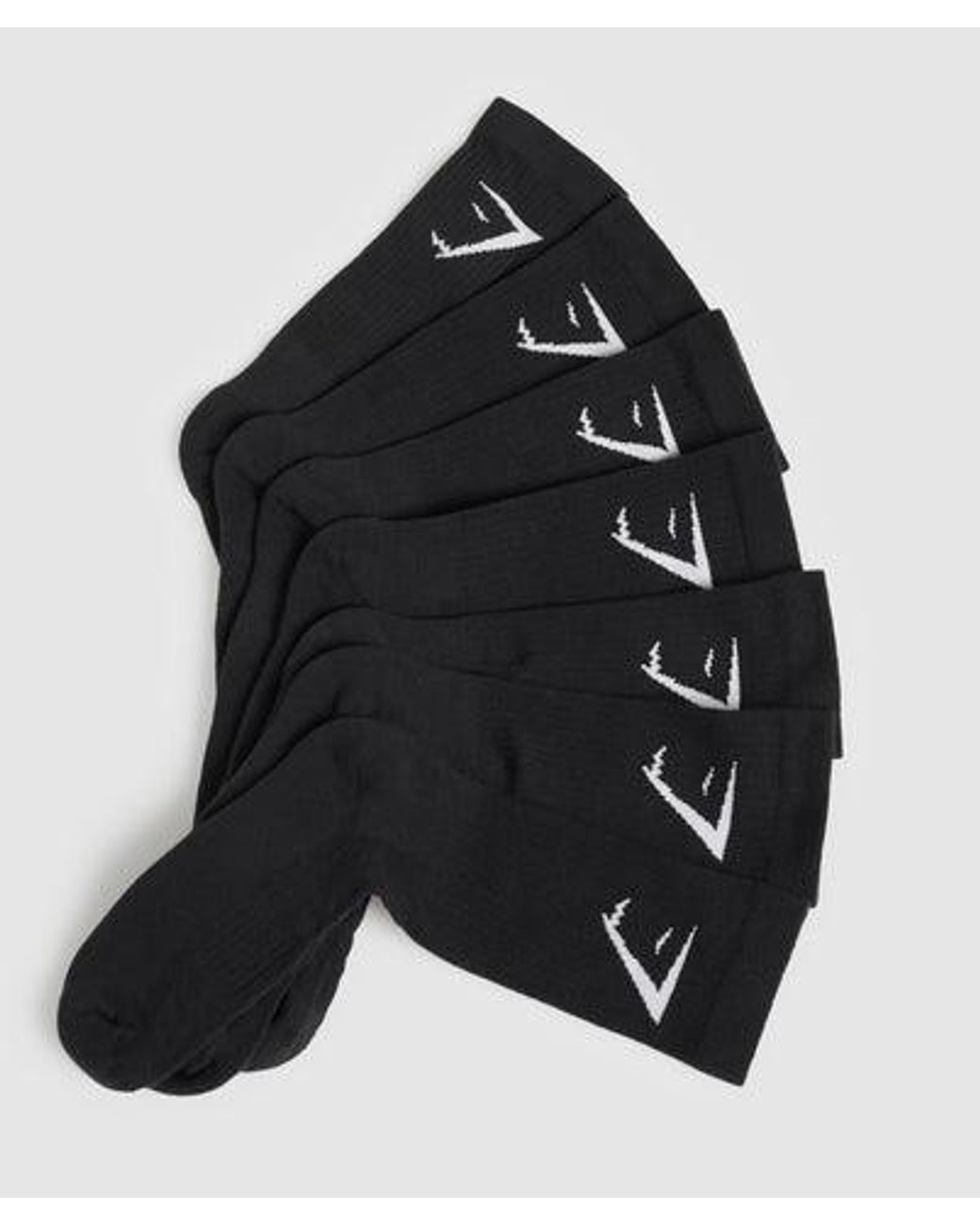 GYMSHARK Black Crew Socks 7Pk