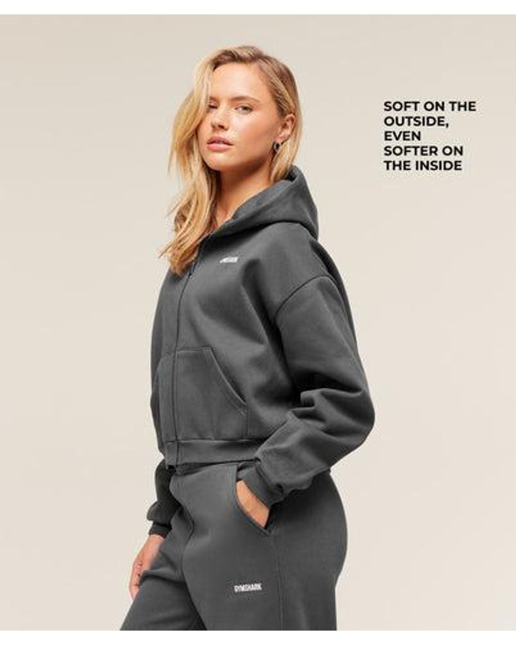 GYMSHARK Gray Cosy Luxe Zip Through Hoodie