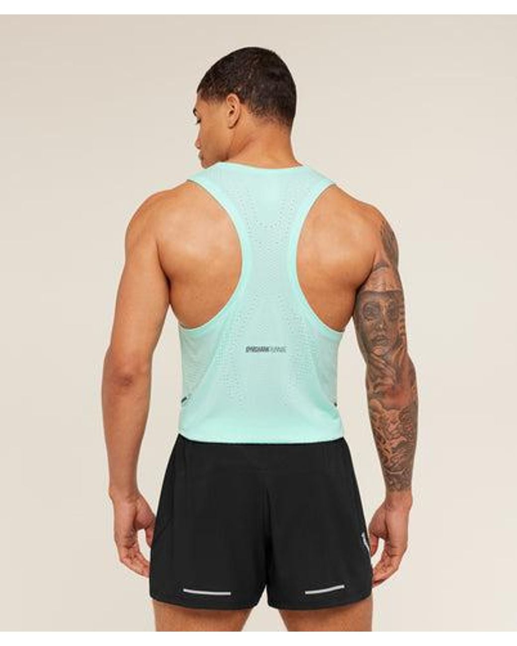 GYMSHARK Blue Seamless Running Tank for men