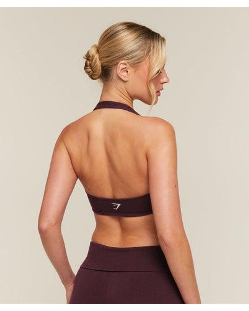 GYMSHARK Green Cottonmove Halterneck Sports Bra