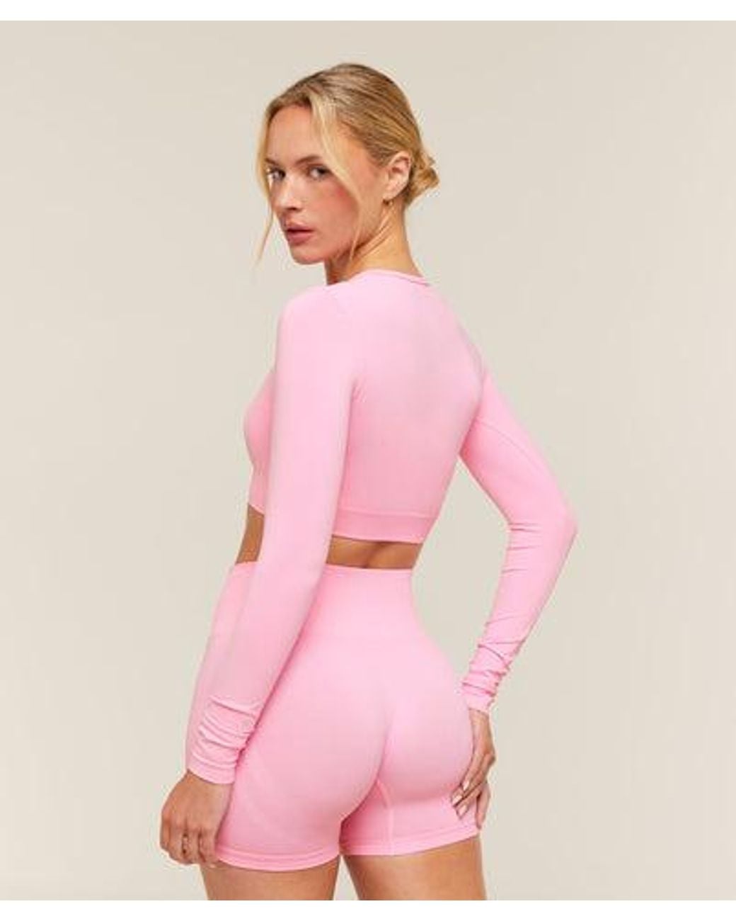 GYMSHARK Pink Everyday Seamless Long Sleeve Crop Top