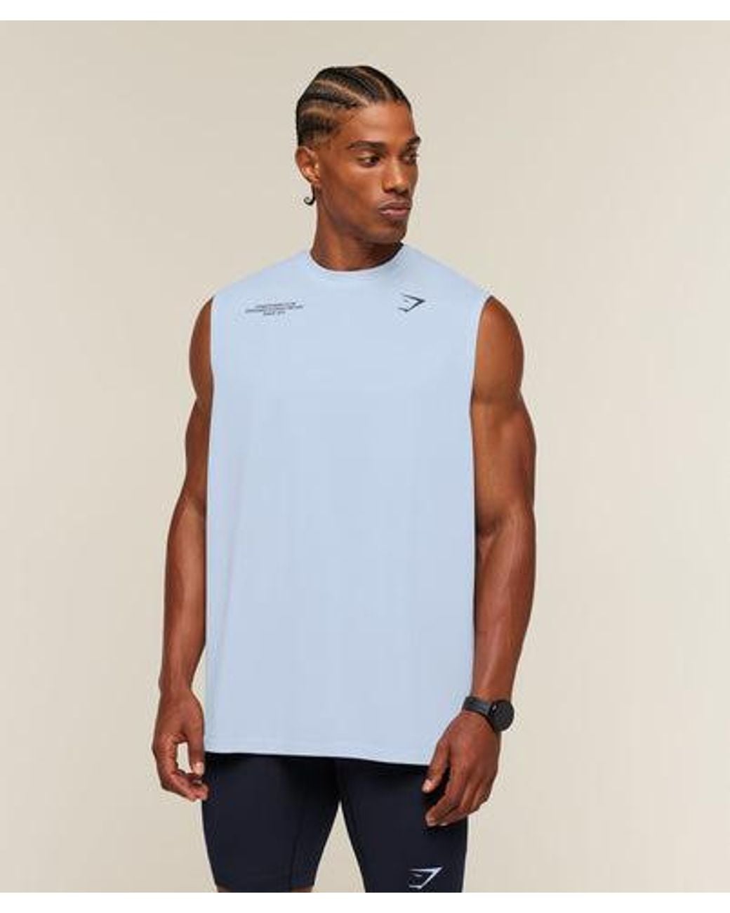 GYMSHARK Blue Conditioning Club Washed Tank for men