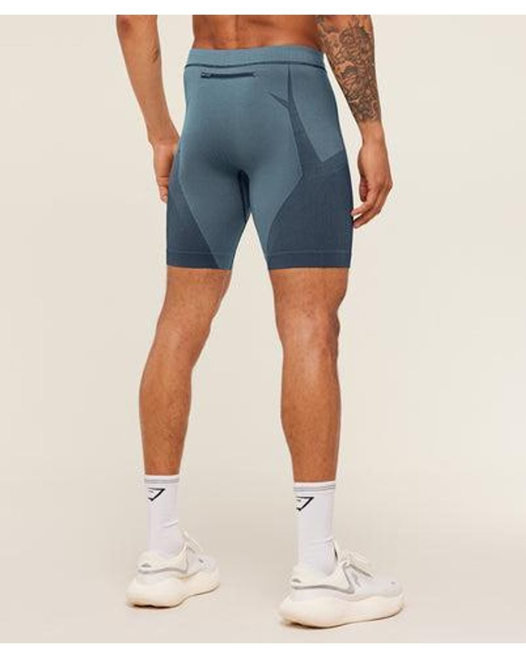 GYMSHARK Blue Seamless Running Half Tight for men