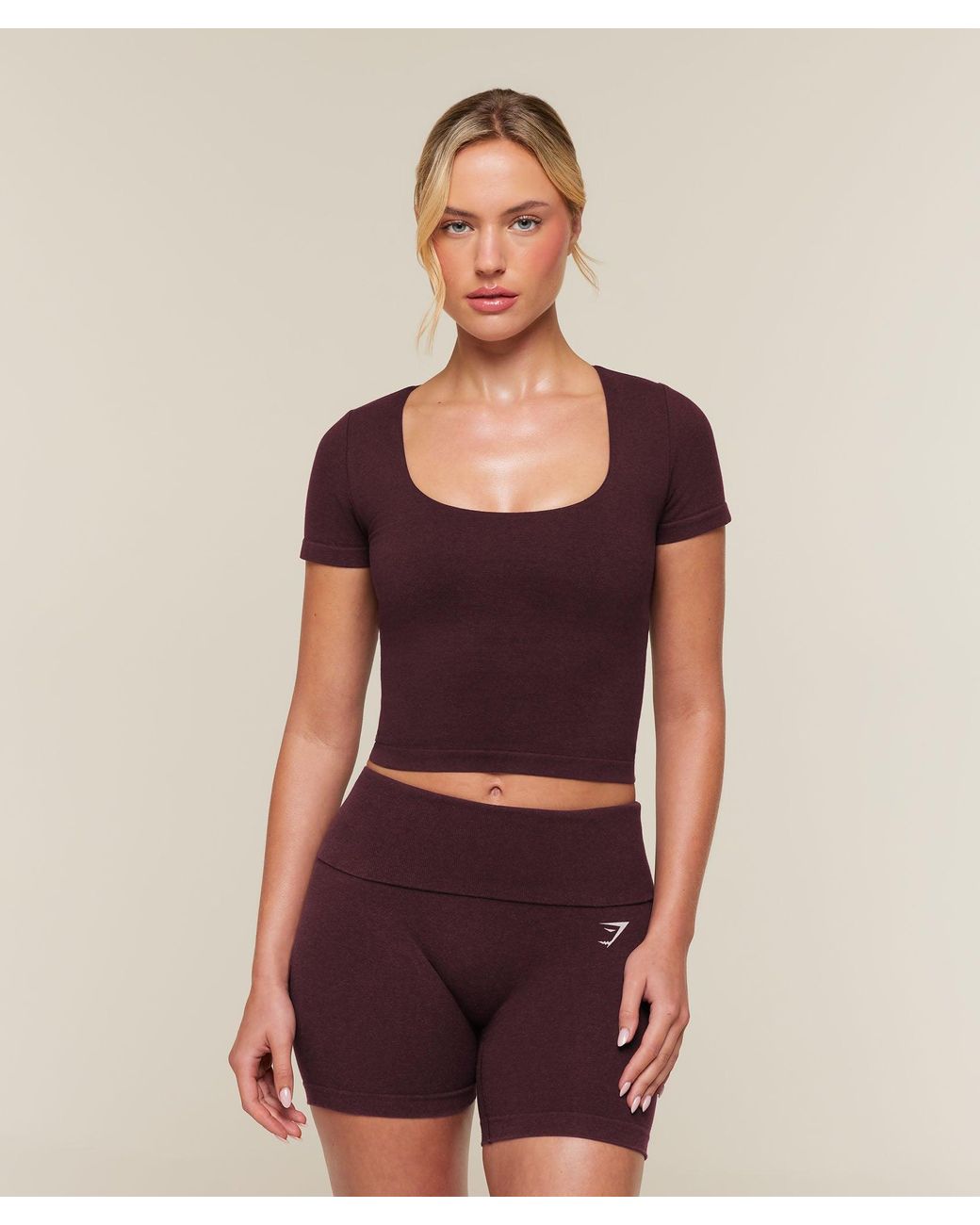 GYMSHARK Red Cottonmove Midi Short Sleeve Top