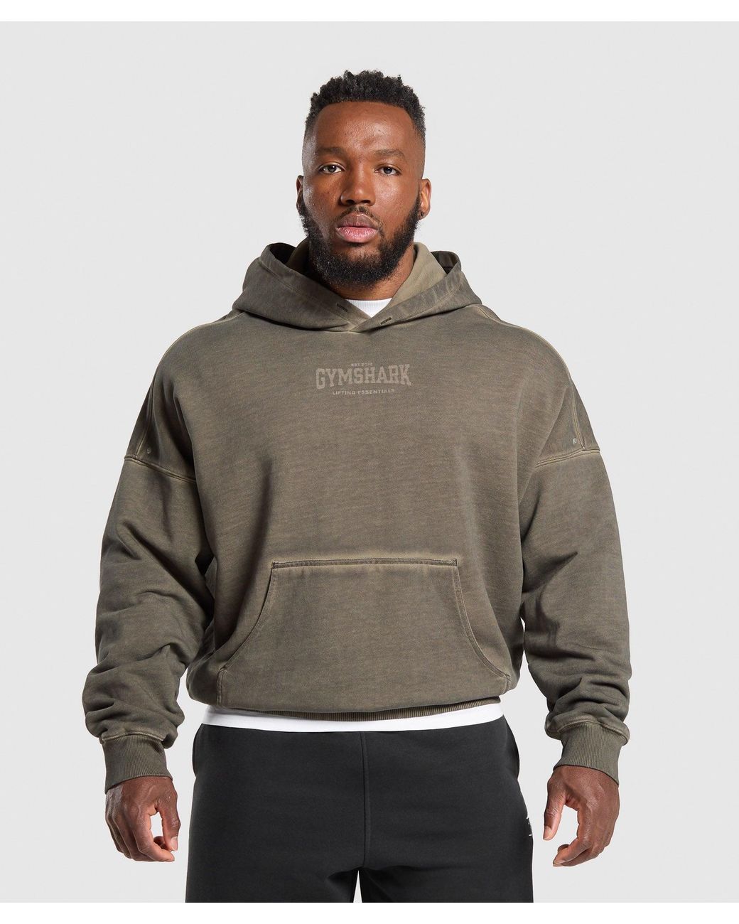 GYMSHARK Brown Heavyweight Hoodie for men