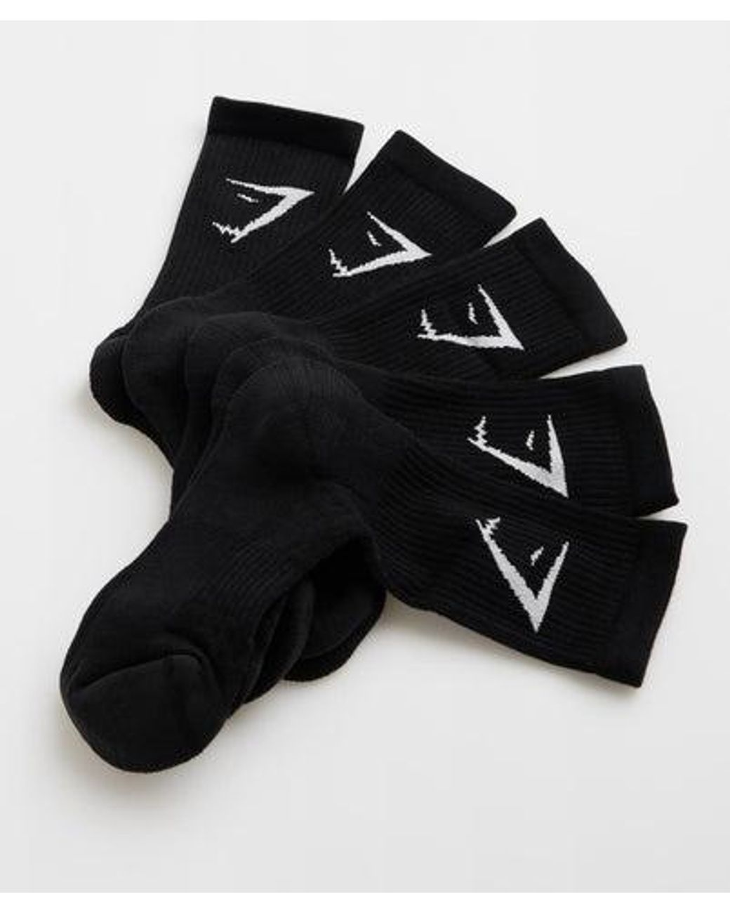 GYMSHARK Black Crew Socks 5Pk