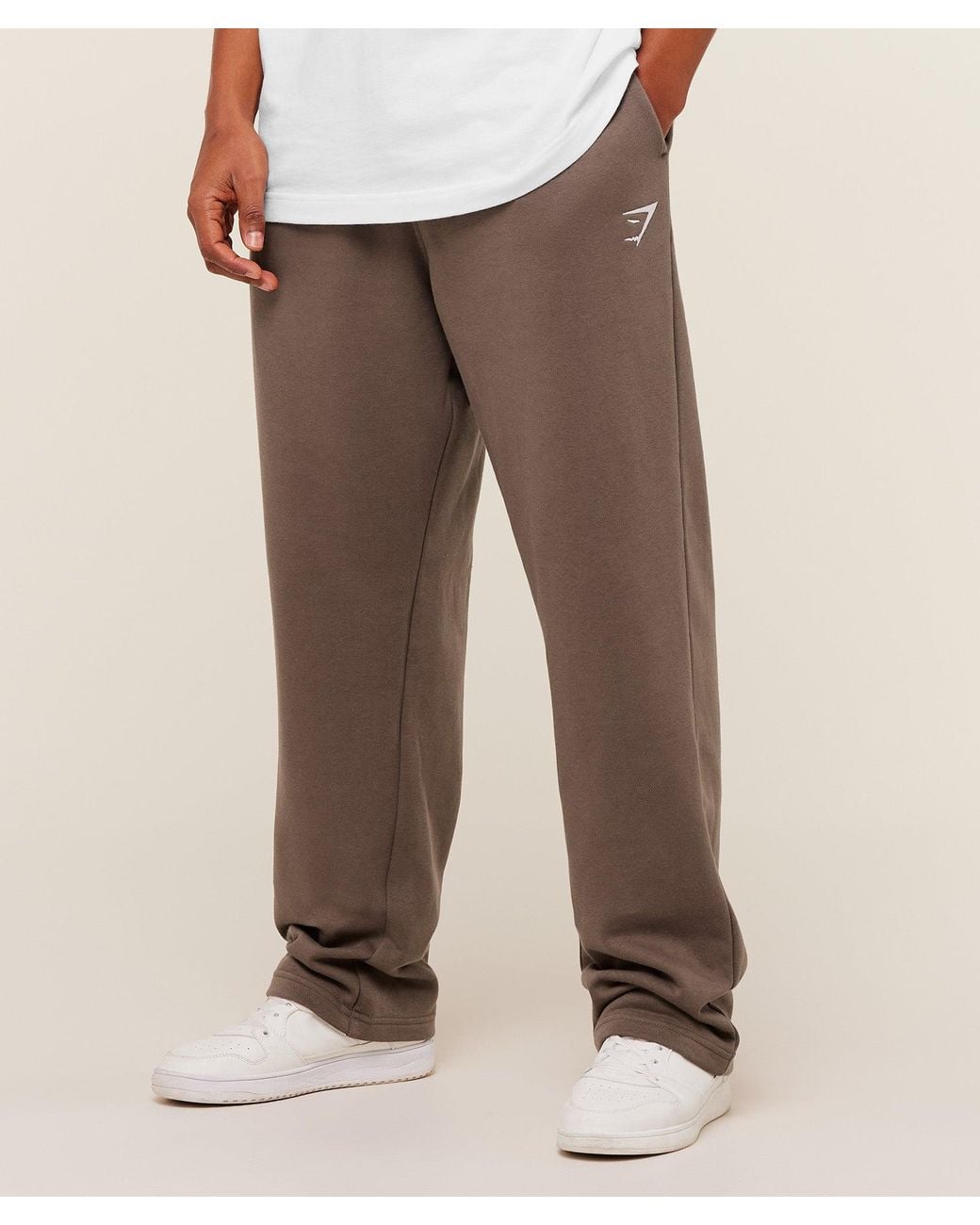 GYMSHARK Brown Crest Straight Leg Joggers for men