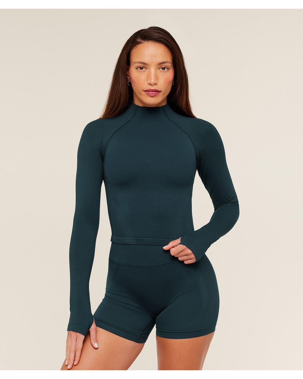 GYMSHARK Blue Weekend Seamless Long Sleeve Top