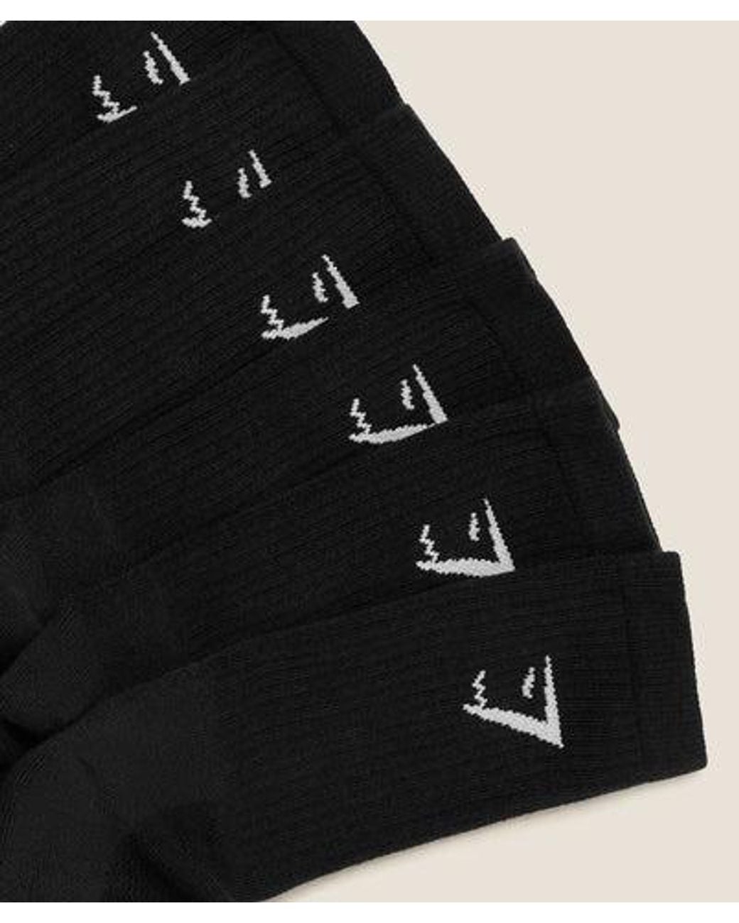 GYMSHARK Black Crew Socks 6Pk