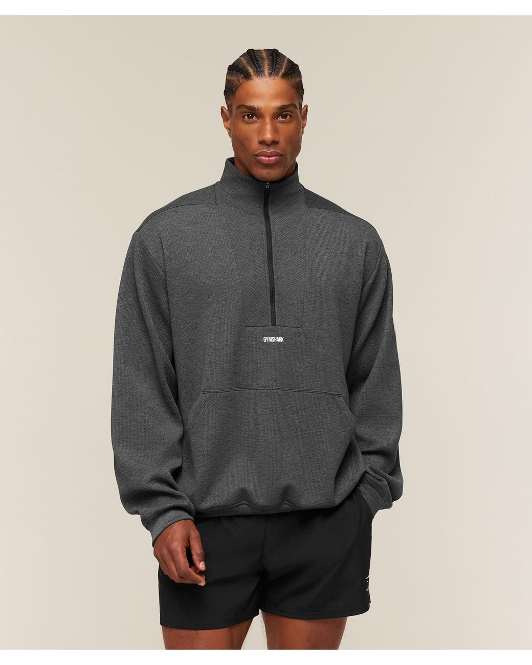 GYMSHARK Gray Train 1/4 Zip for men