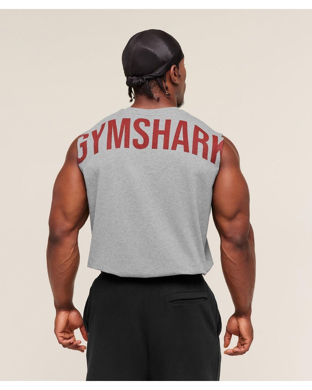 GYMSHARK Gray Power Cut Off Tank for men