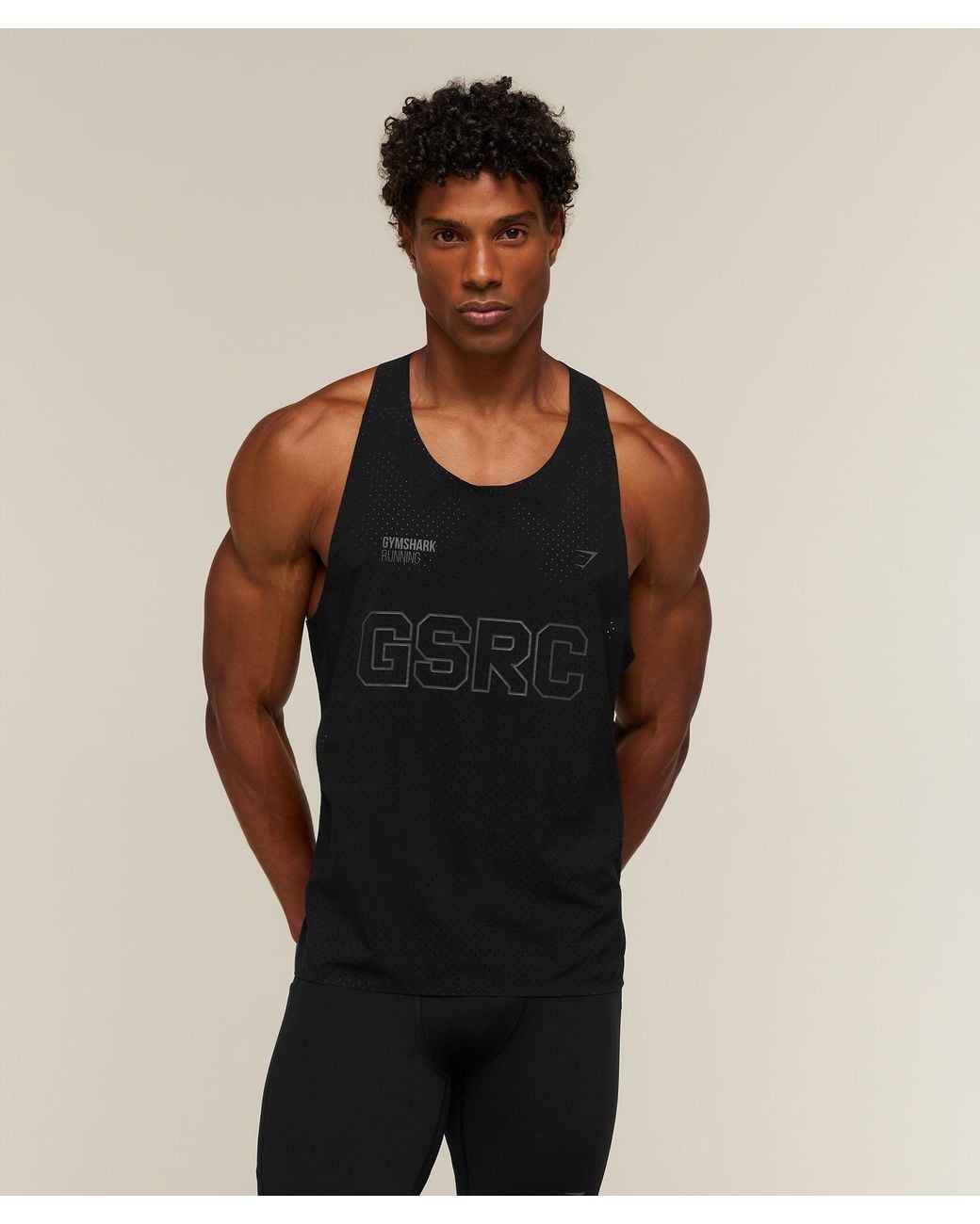 GYMSHARK Black Running Elite Boxy Race Vest for men
