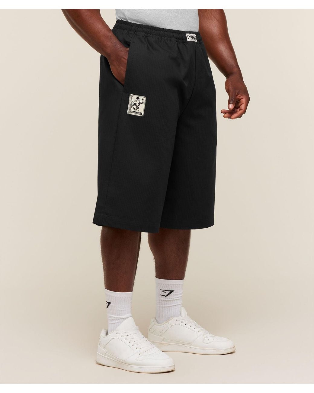 GYMSHARK Black Longline Pumper Shorts for men