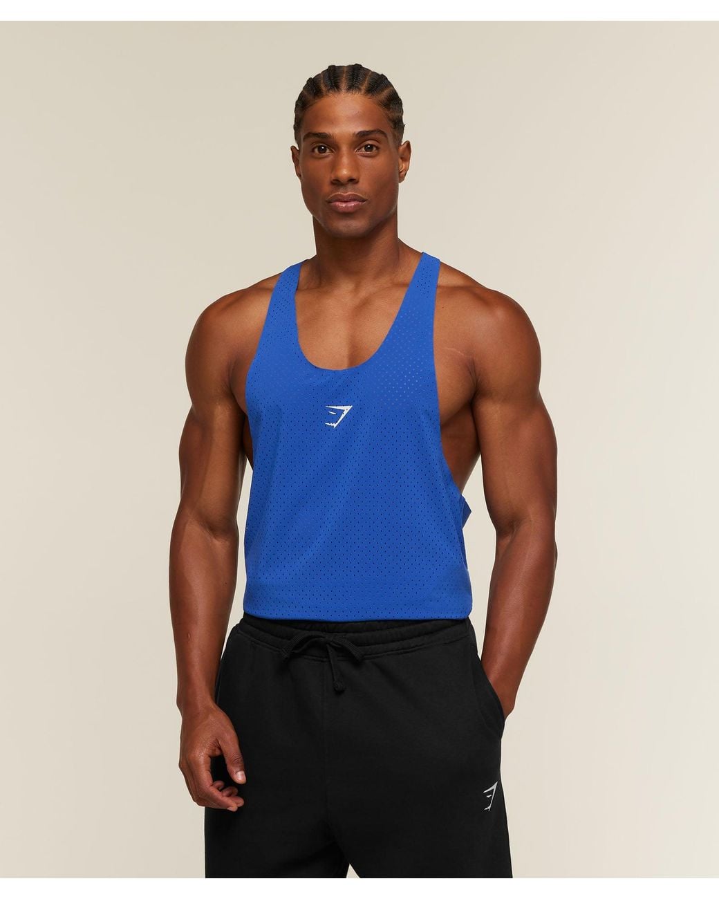 GYMSHARK Blue Ultra Light Performance Tank for men
