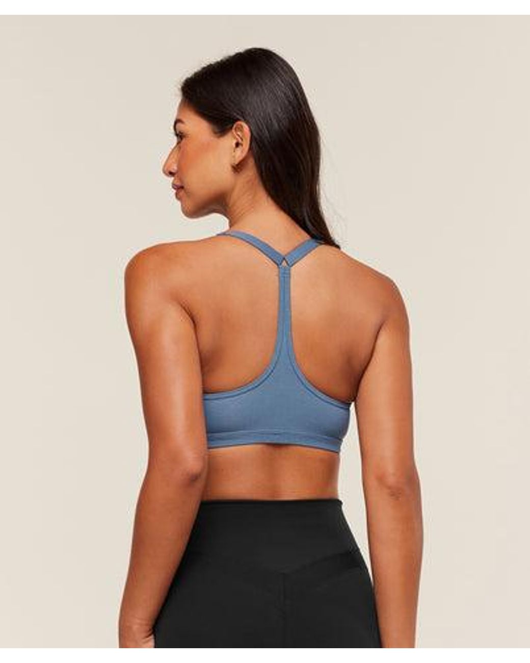 GYMSHARK Blue Cotton Blend Racerback Sports Bra