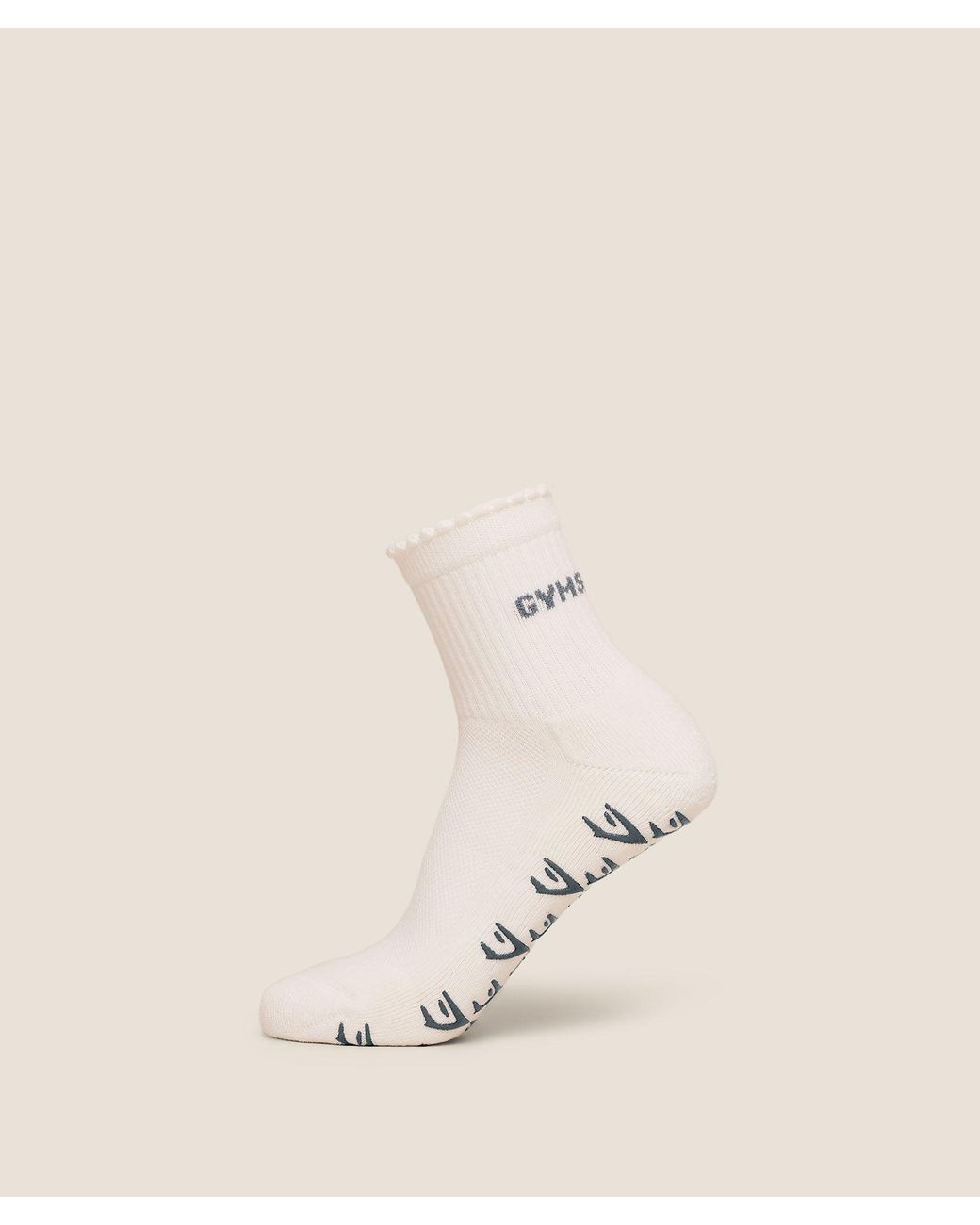 GYMSHARK Natural Frill Pilates Midi Sock
