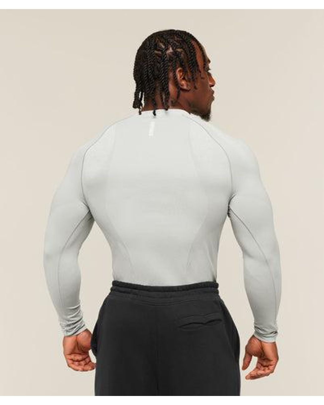 GYMSHARK White Shadow Seamless Long Sleeve T-Shirt for men