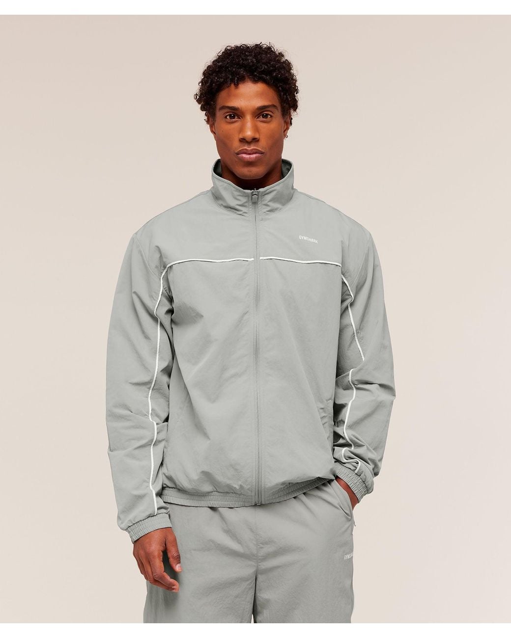 Gym Shell Jacket GYMSHARK Retro Shell Track Jacket in Grey for Men | Lyst UK