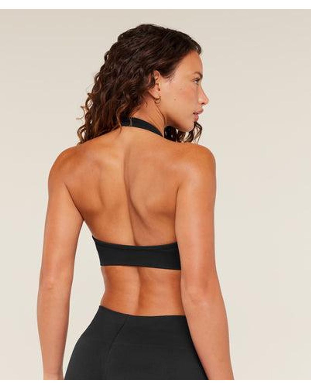 GYMSHARK Black Steel Seamless Halter Neck Bra