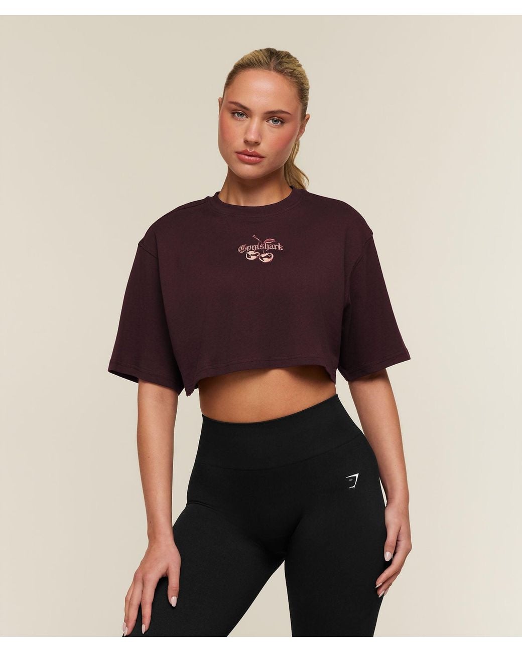 GYMSHARK Red Chrome Graphic Crop Top