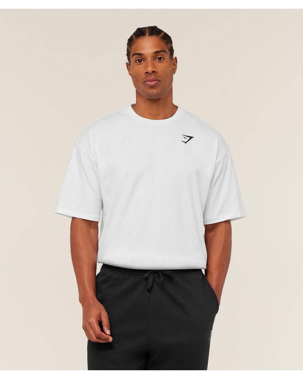 GYMSHARK White Crest Oversized T-Shirt for men