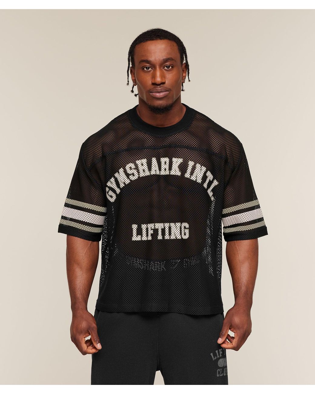 GYMSHARK Black Collective Mesh Contrast Jersey for men