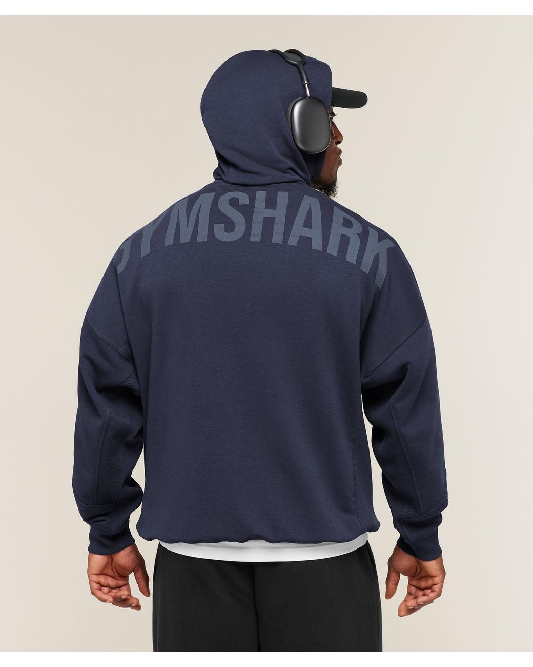 GYMSHARK Blue Power Oversized Hoodie for men