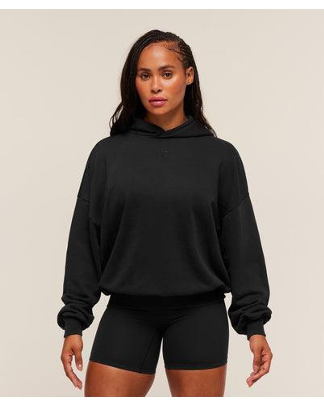 GYMSHARK Black Power Washed Oversized Hoodie