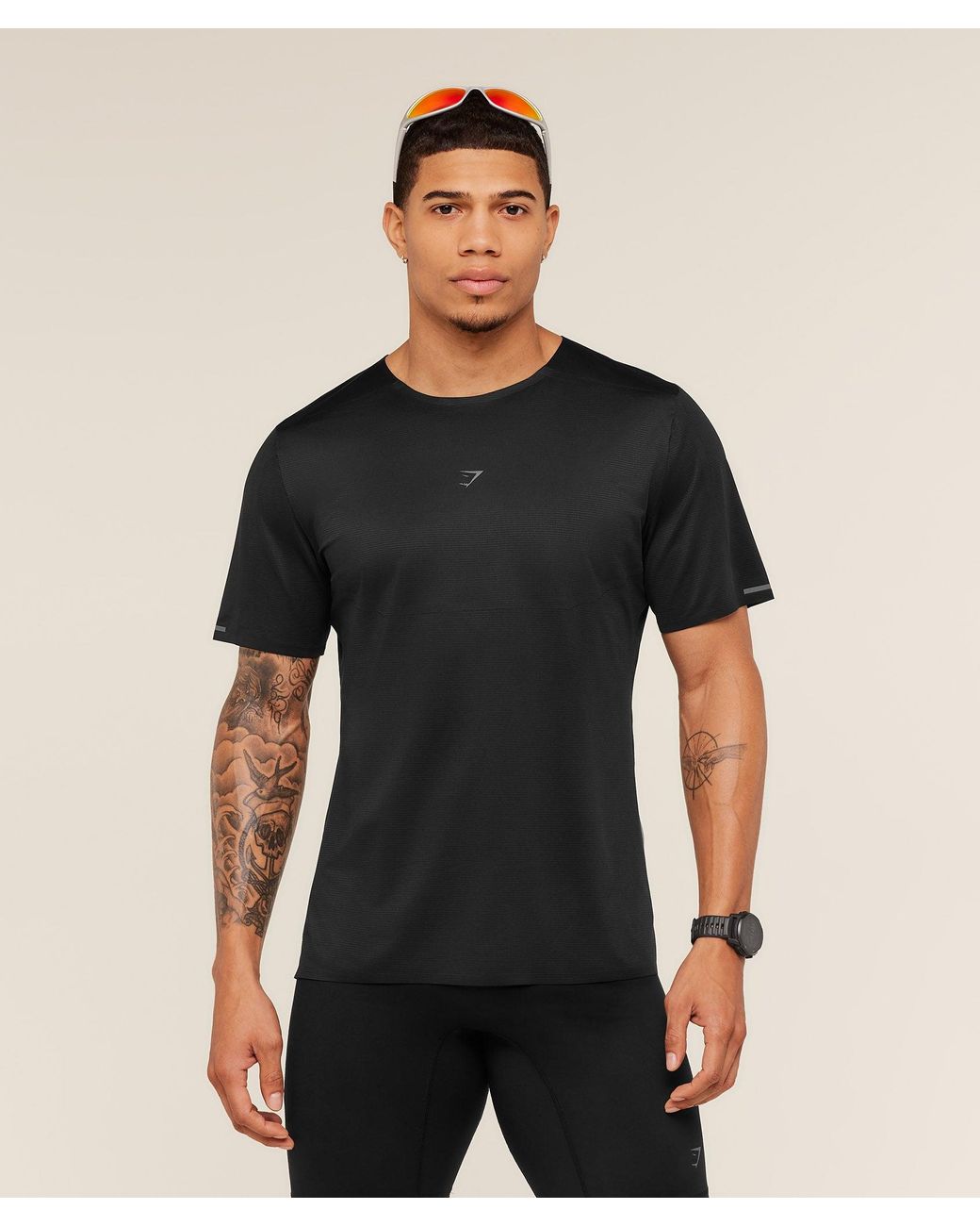 GYMSHARK Black Running Elite T-Shirt for men