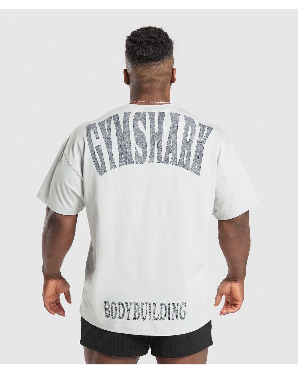 GYMSHARK White Oversized Graphic T-Shirt for men