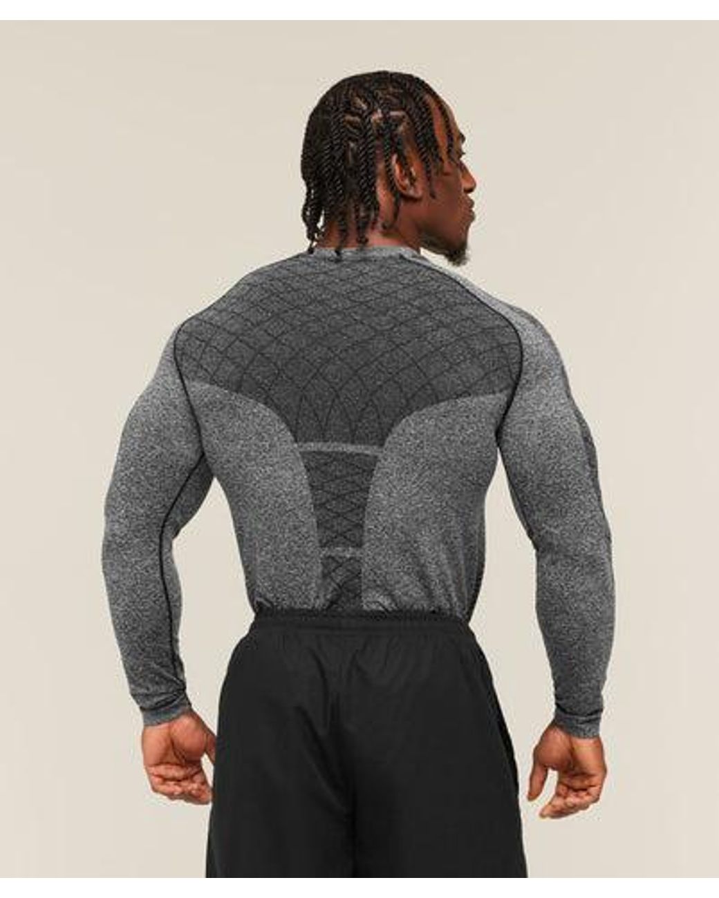 GYMSHARK Gray Devant Seamless Long Sleeve T-Shirt for men