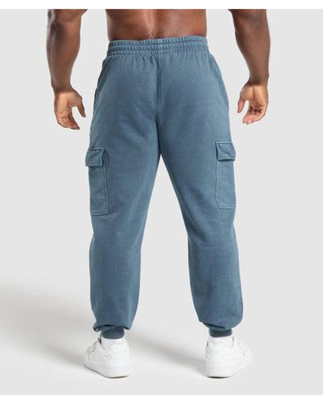 GYMSHARK Blue Premium Legacy Cargo Pants for men