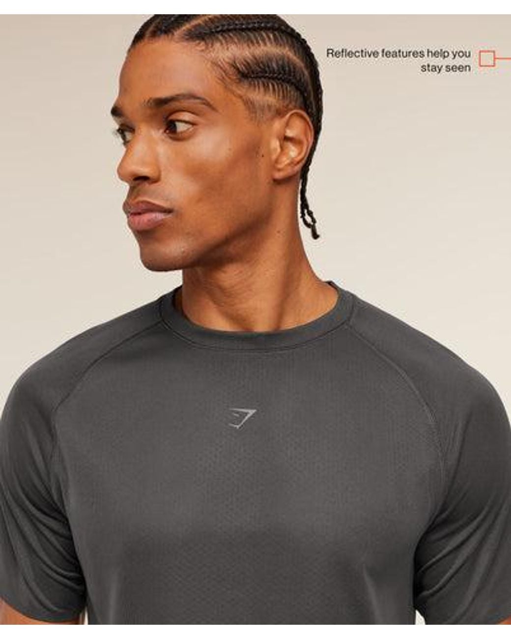 GYMSHARK Gray Hybrid Engineered Jacquard T-Shirt for men