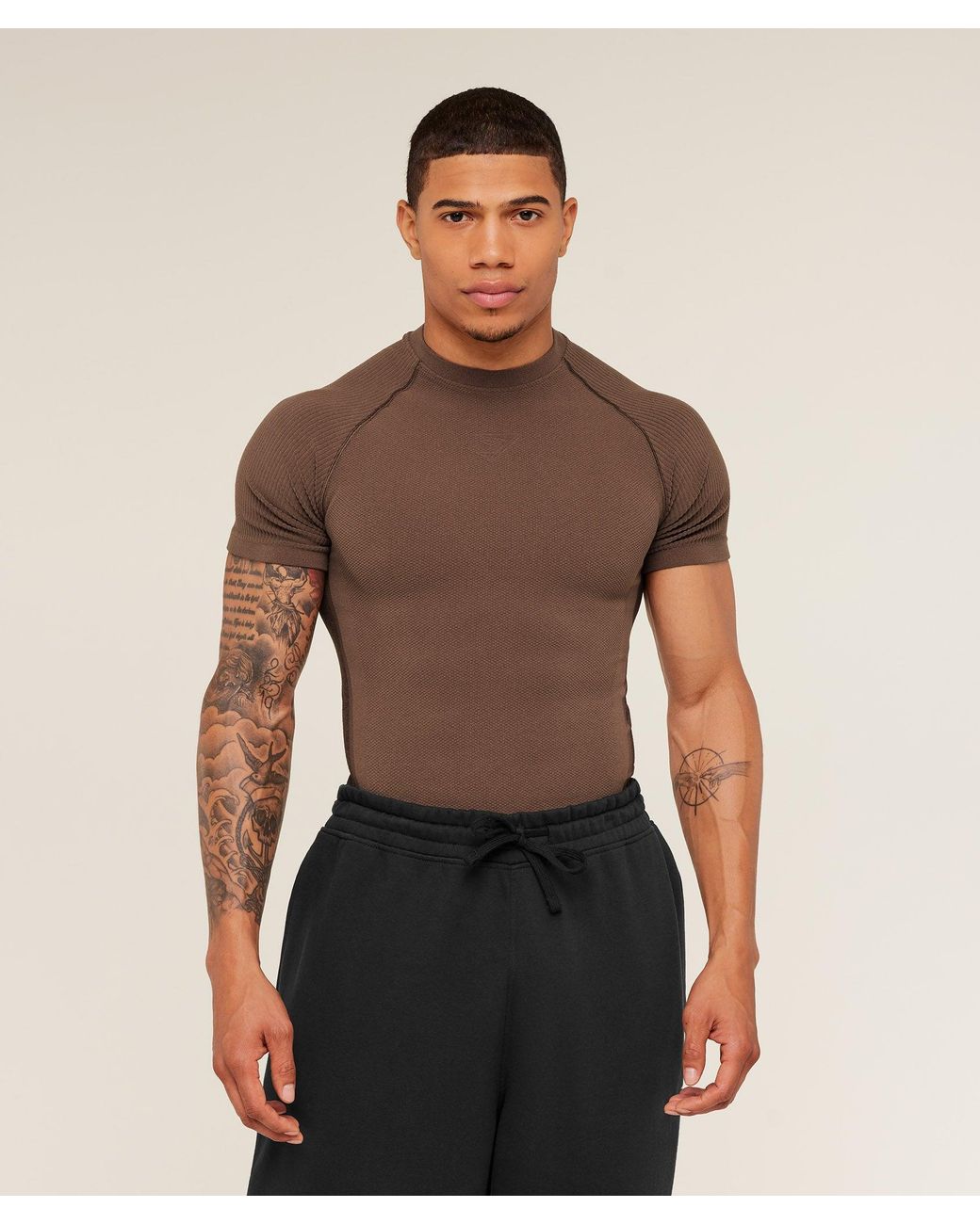 GYMSHARK Brown Physique T-Shirt for men
