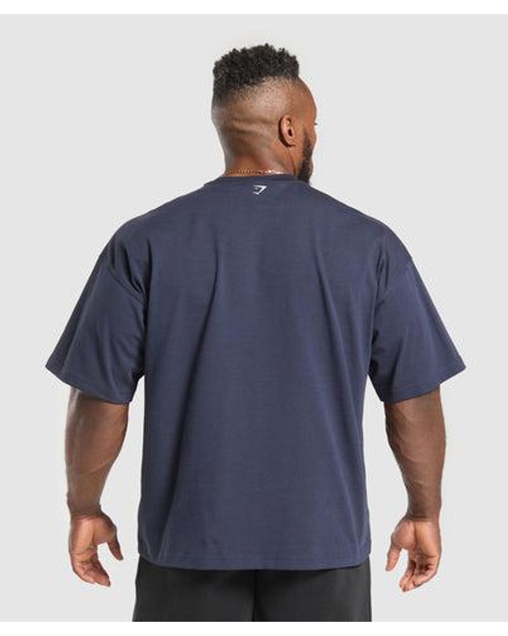 GYMSHARK Blue Doberman Graphic T-Shirt for men