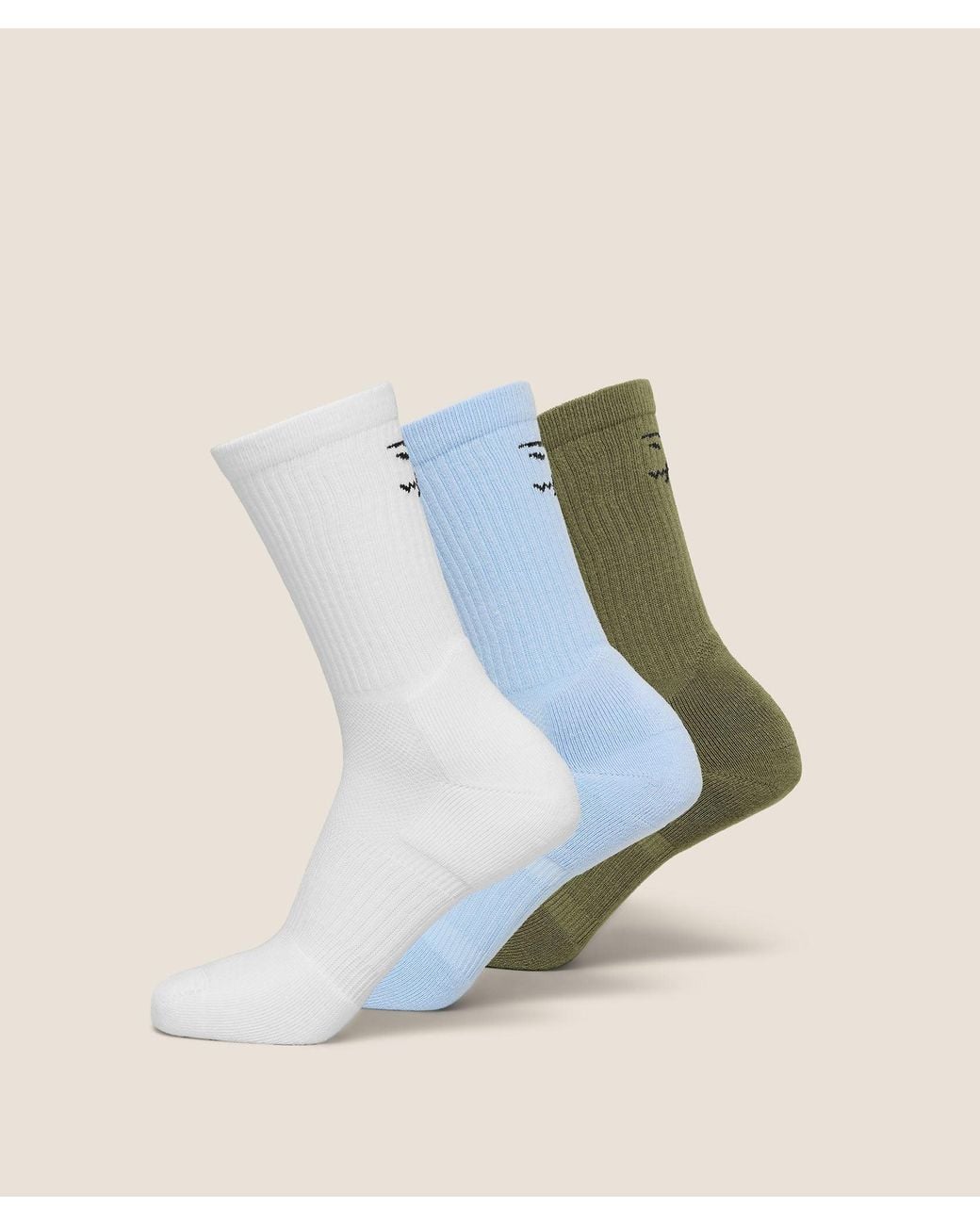 GYMSHARK Blue Performance Crew Socks 3Pk