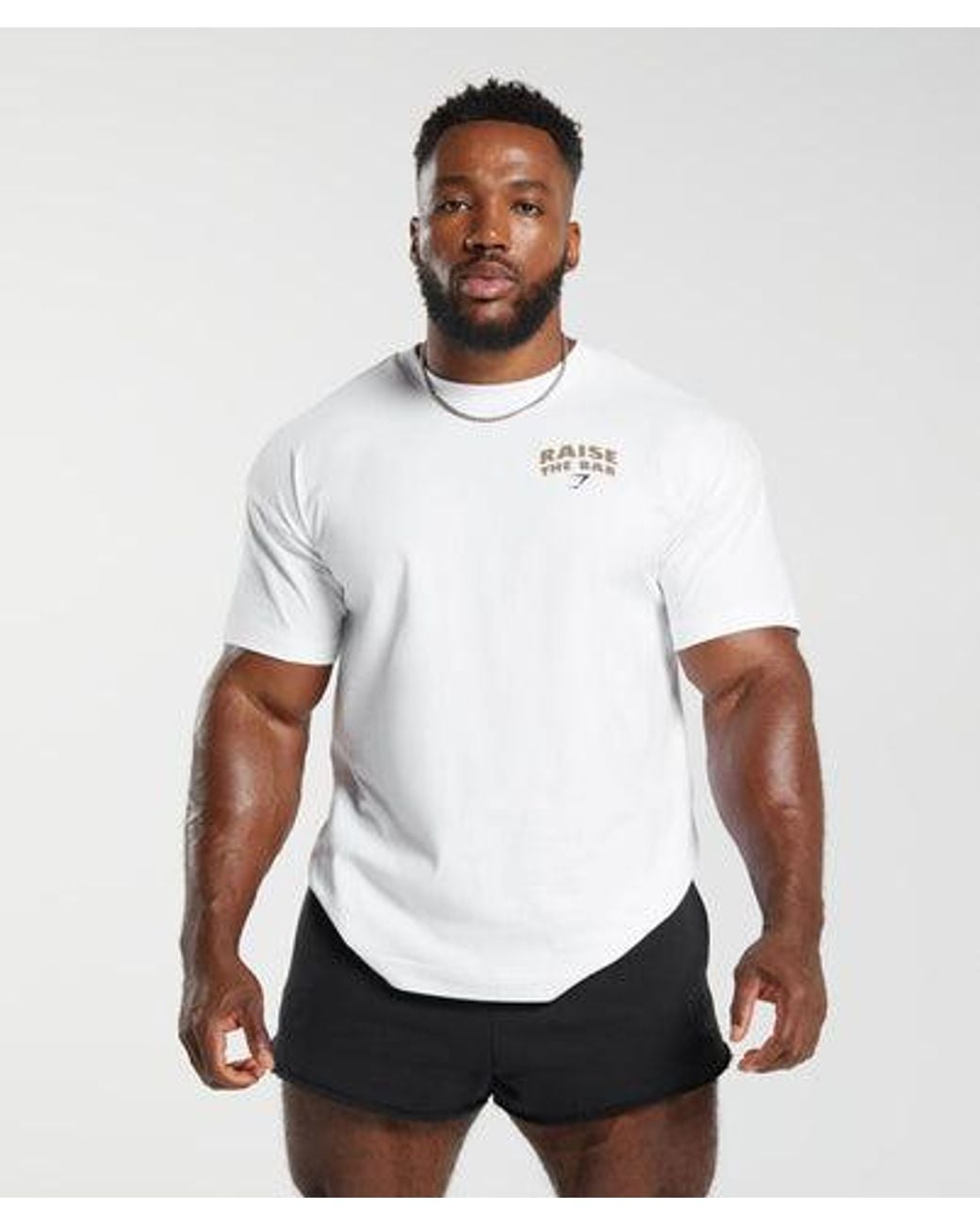 GYMSHARK White Raise The Bar T-Shirt for men