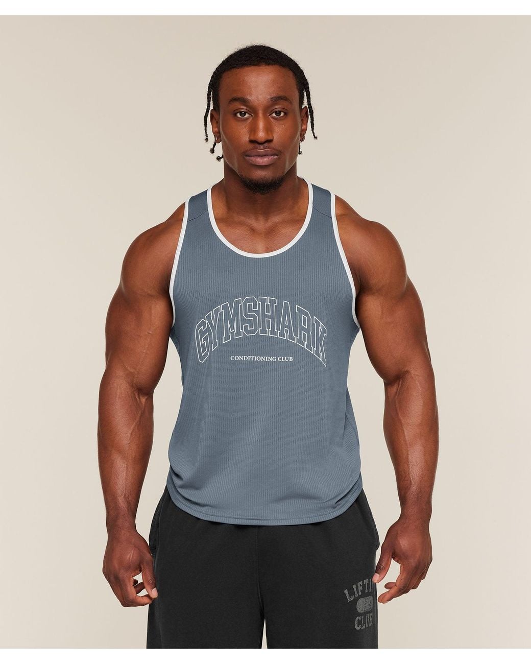 GYMSHARK Blue Collegiate Tech Tank for men