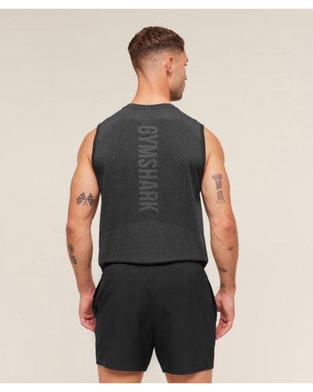 GYMSHARK Blue Lightweight Seamless Tank for men
