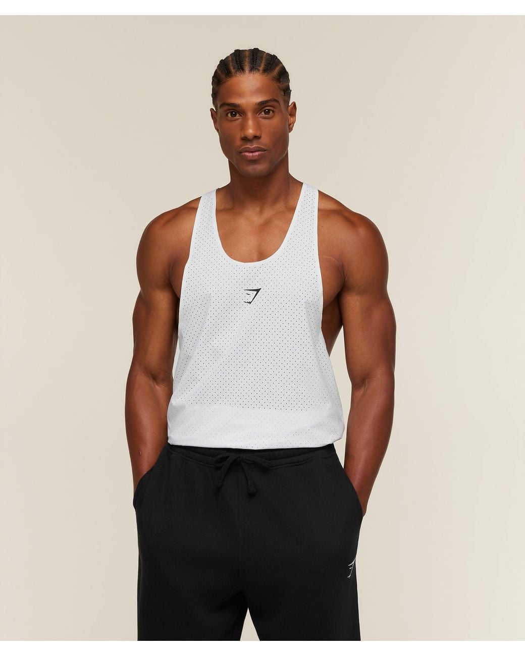 GYMSHARK White Ultra Light Performance Tank for men