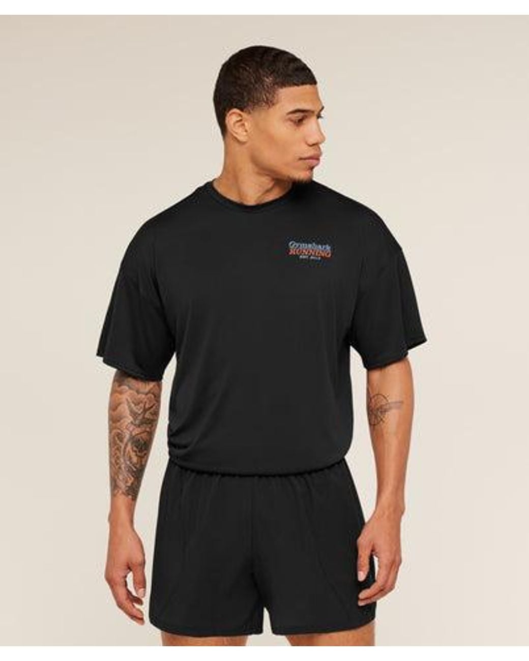 GYMSHARK Black Run Club Graphic T-Shirt for men