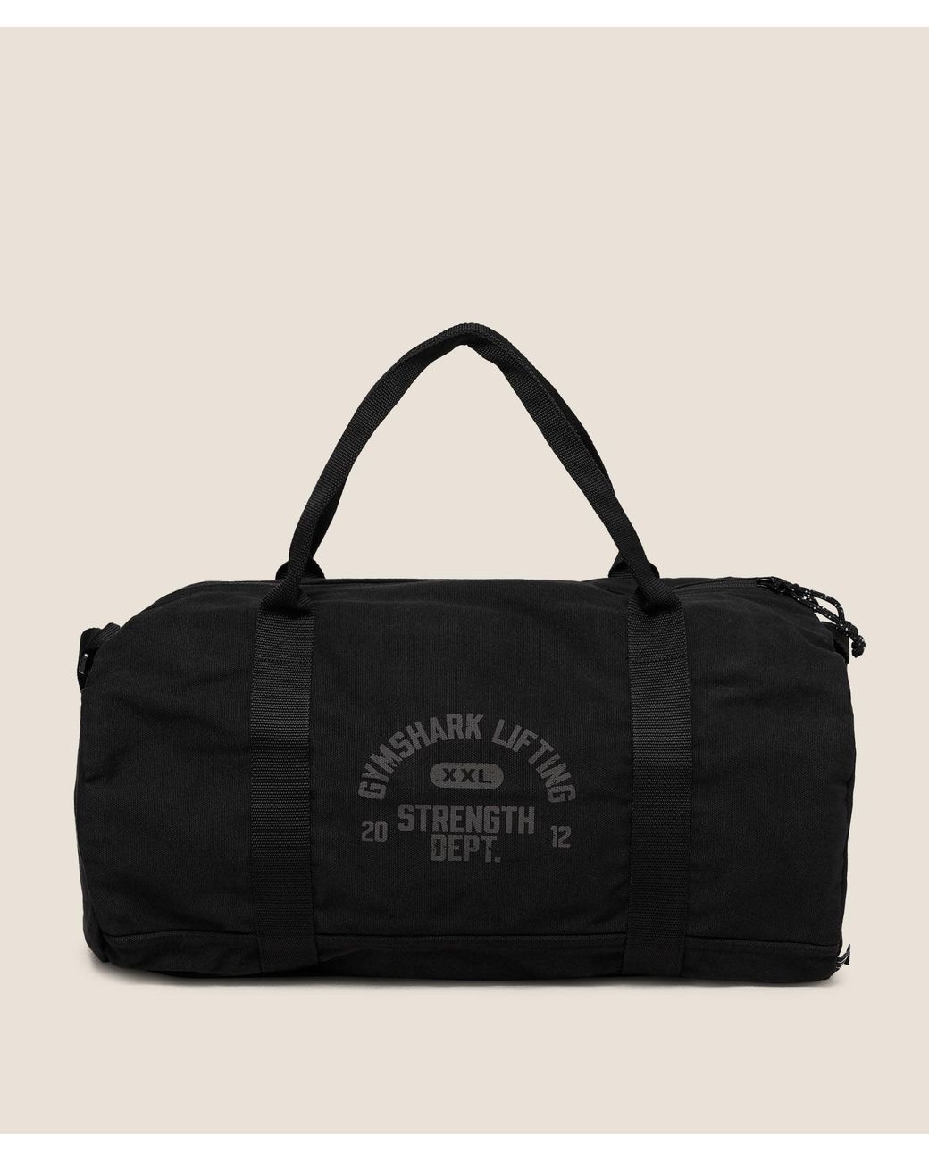 GYMSHARK Black Strength Dept Canvas Duffle Bag
