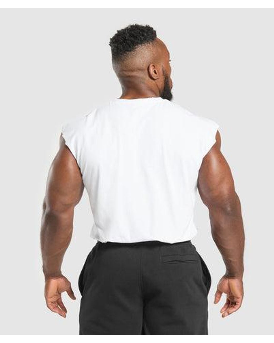 GYMSHARK White Critical Cut Off Tank for men