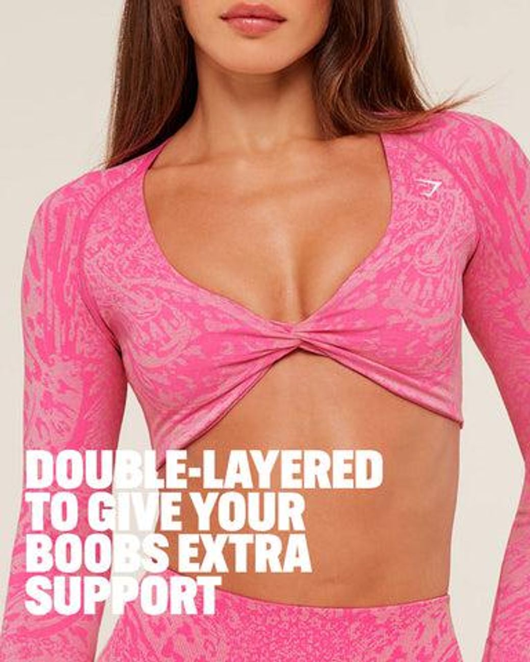 GYMSHARK Pink Adapt Animal Long Sleeve Crop Top
