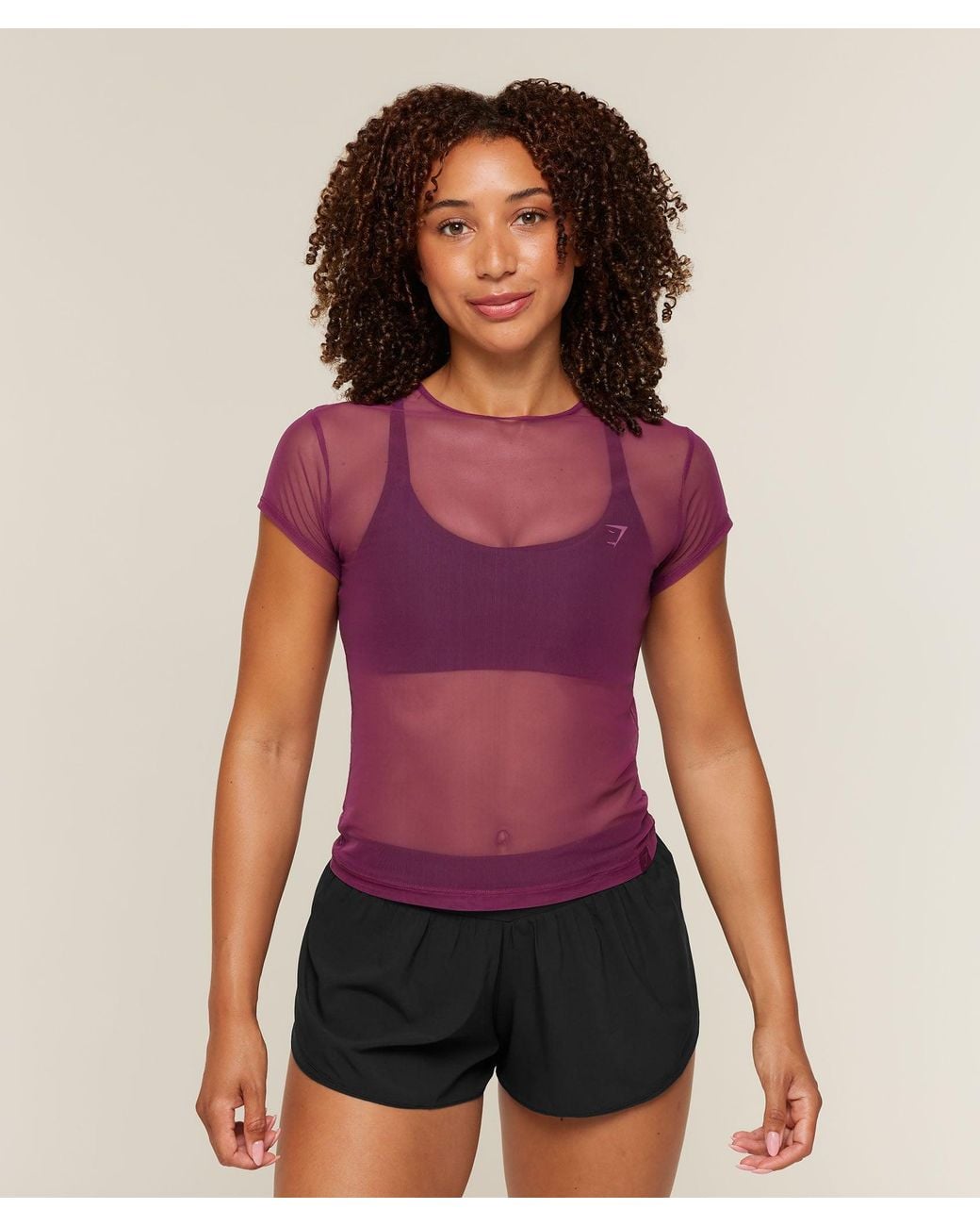 GYMSHARK Red Hybrid Mesh T-Shirt