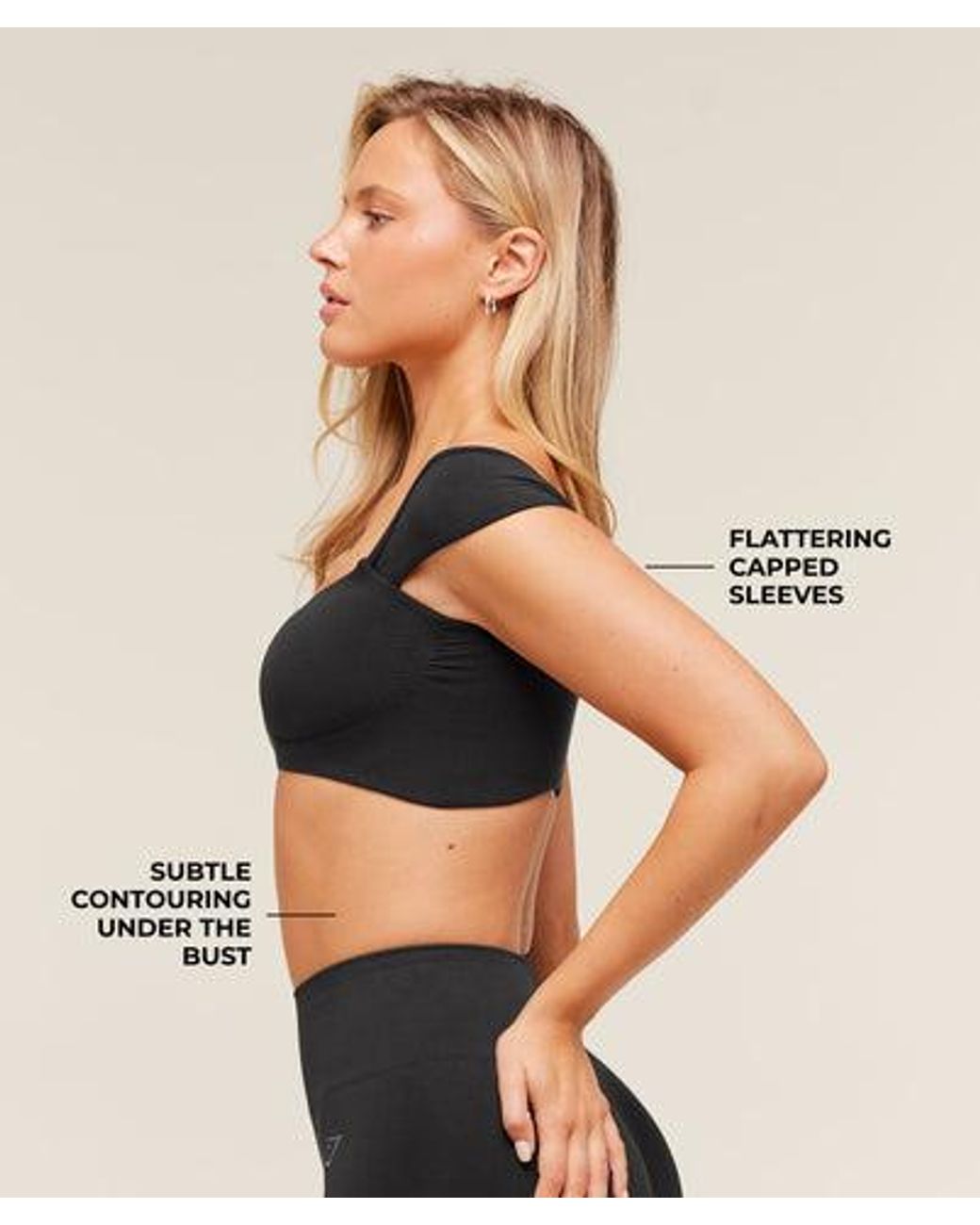 GYMSHARK Black Soft Sculpt Cap Sleeve Bralette
