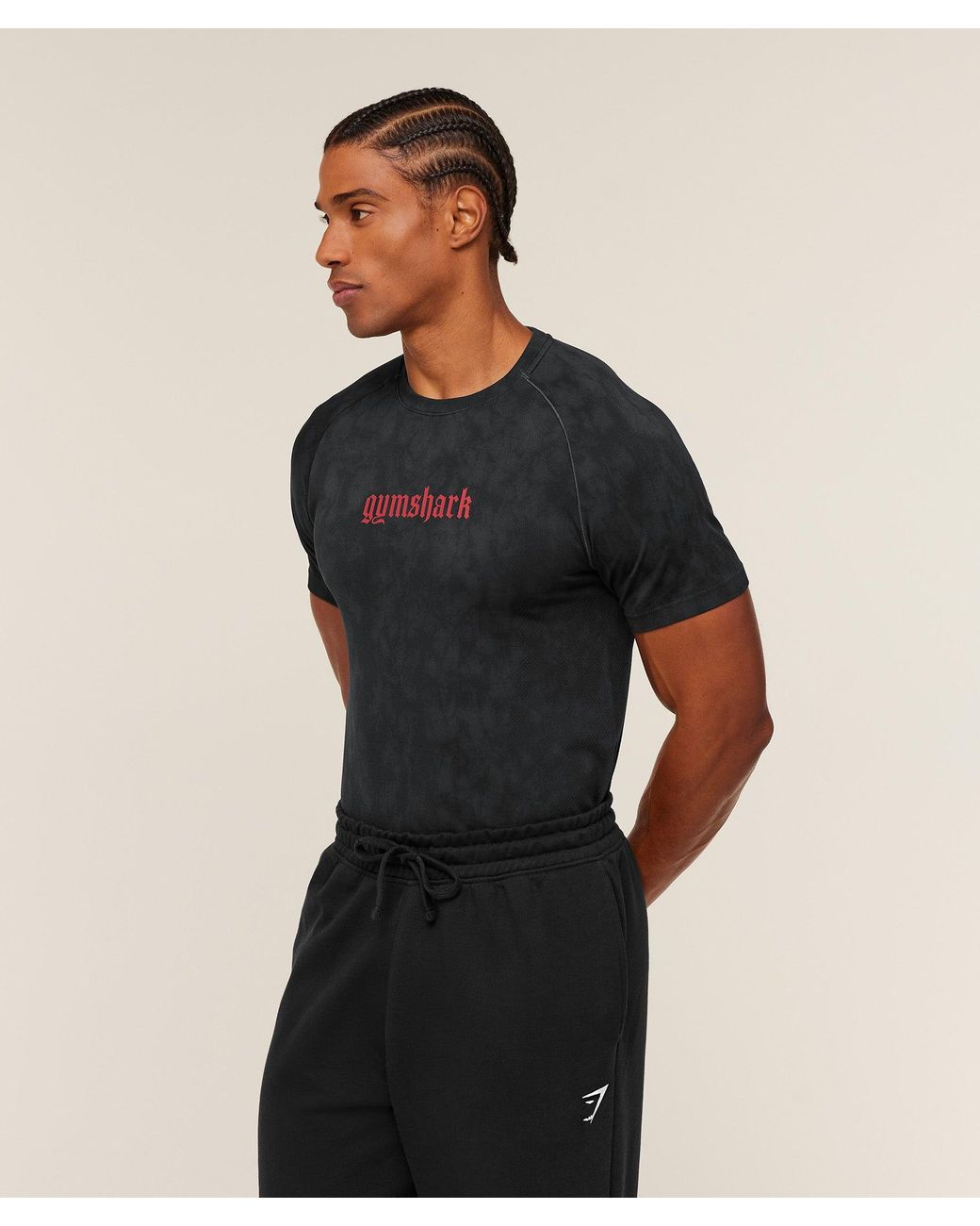 GYMSHARK Blue Grunge Seamless T-Shirt for men