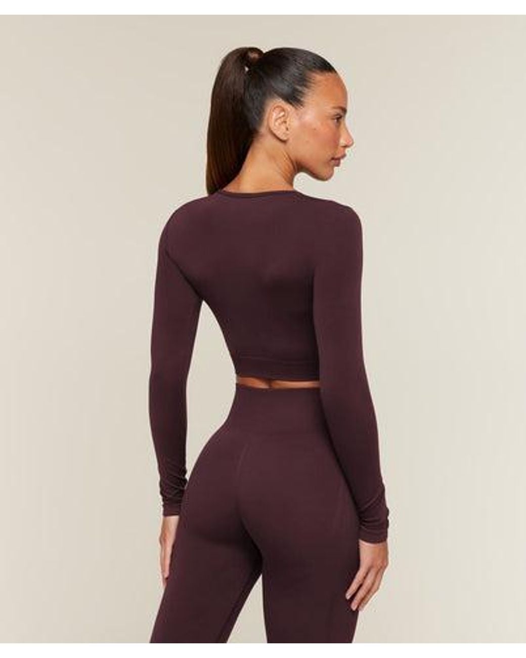 GYMSHARK Purple Everyday Seamless Long Sleeve Crop Top